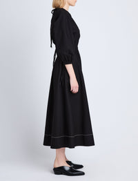 Robe Nora dos nu en popeline - Black