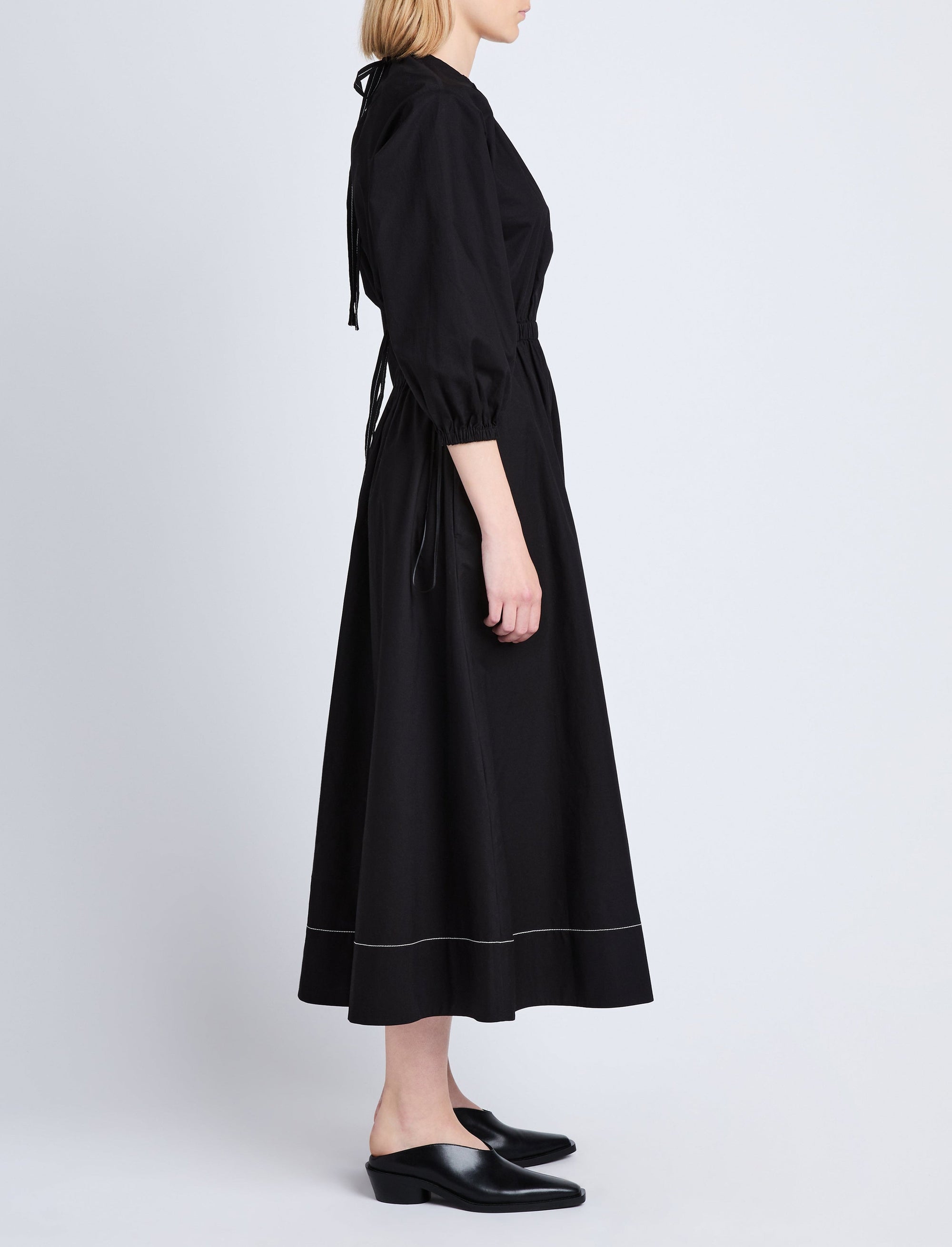 Robe Nora dos nu en popeline - Black
