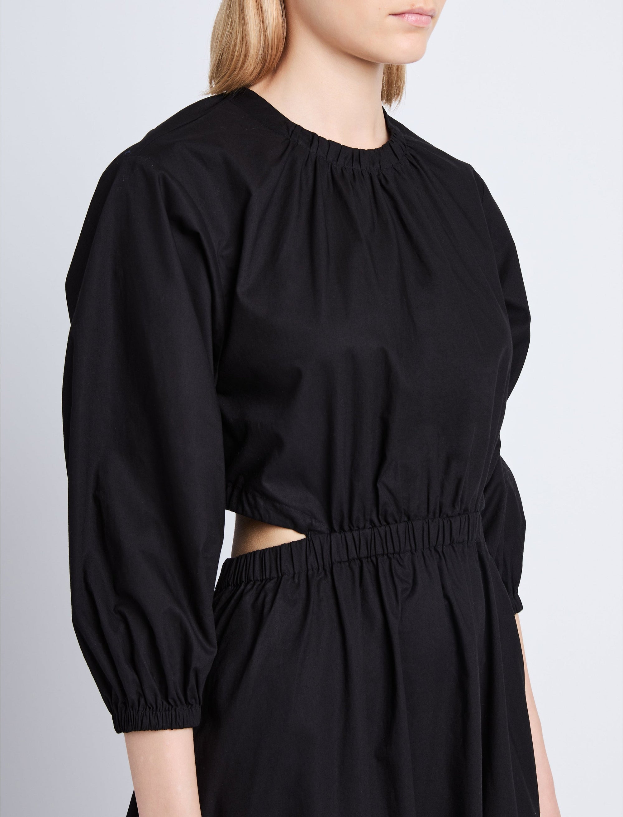 Robe Nora dos nu en popeline - Black