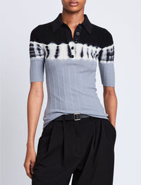 Polo tie & dye en laine - Black & Ash