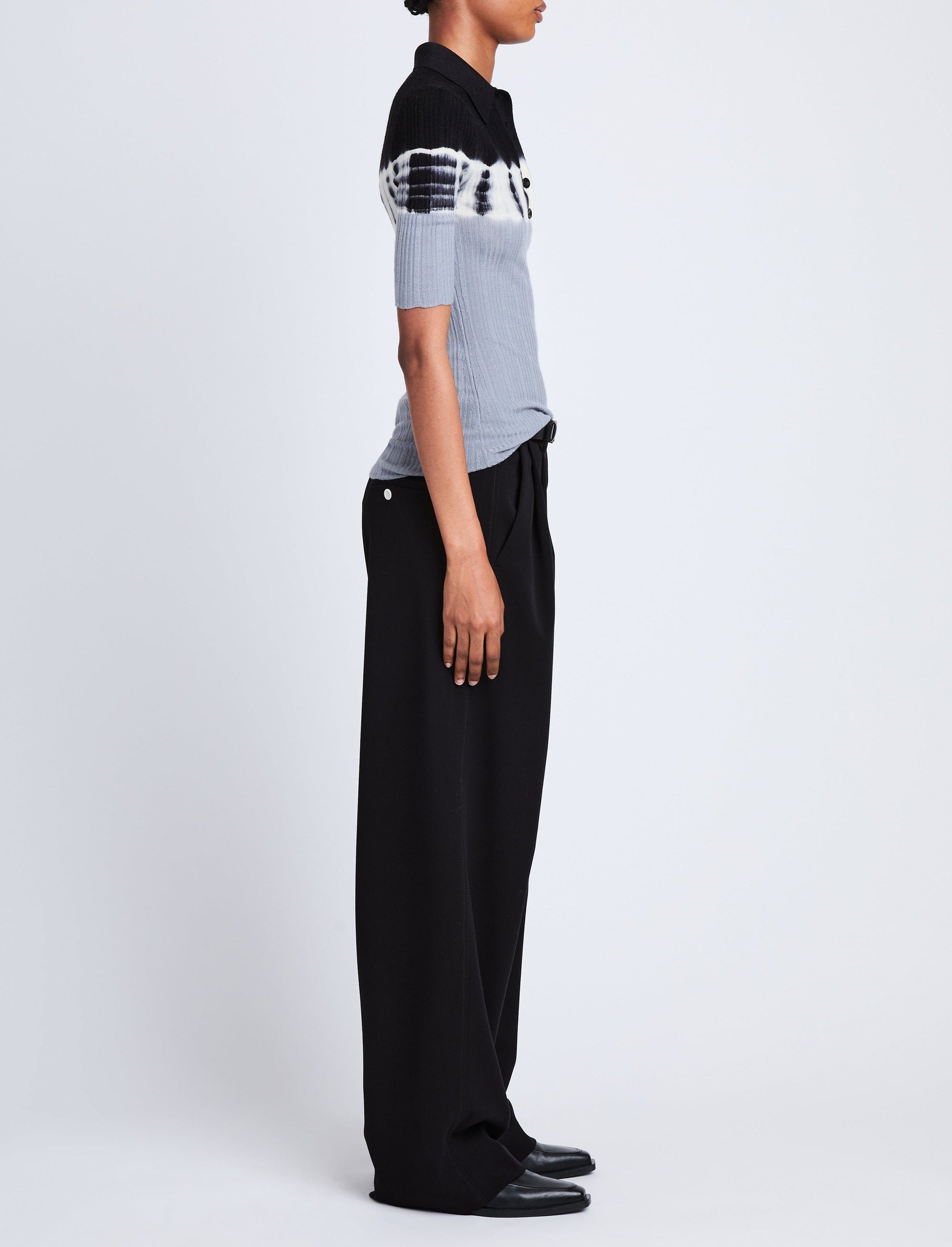 Polo tie & dye en laine - Black & Ash