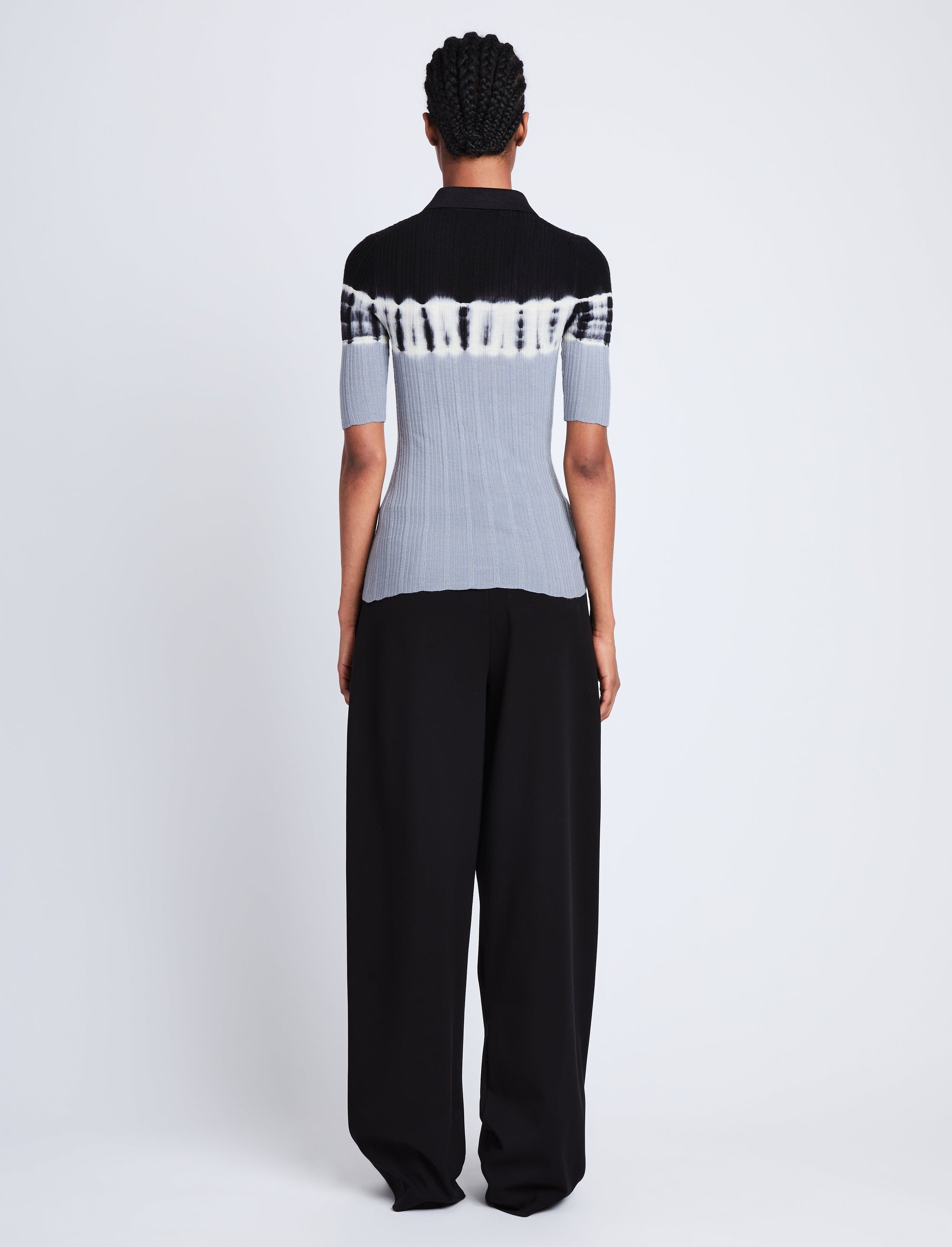 Polo tie & dye en laine - Black & Ash