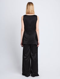 Débardeur Liz à col V en satin - Black