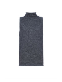 Pull col roulé Lily sans manches en laine mélangée - Grey mélangé
