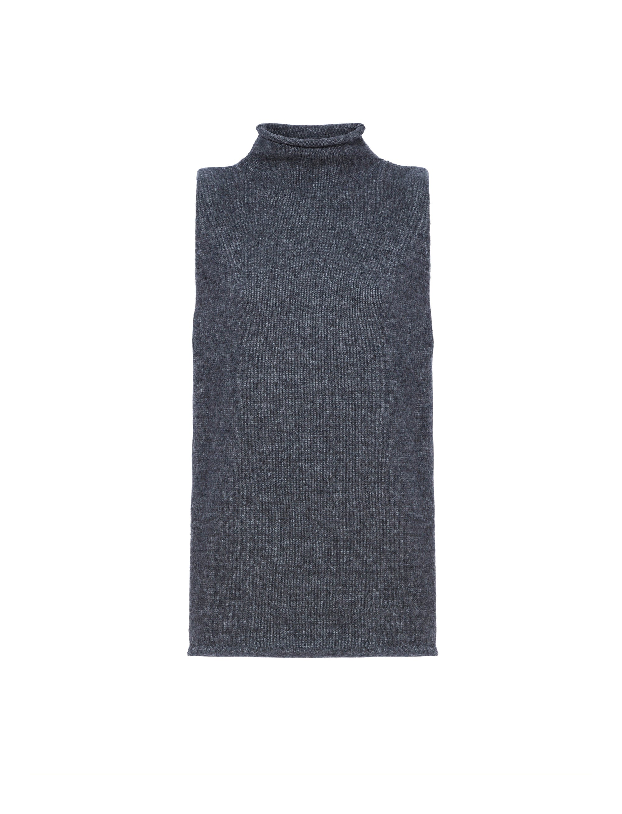 Pull col roulé Lily sans manches en laine mélangée - Grey mélangé