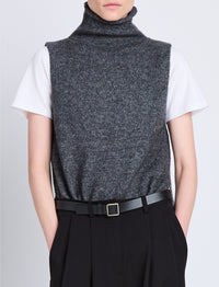 Pull col roulé Lily sans manches en laine mélangée - Grey mélangé