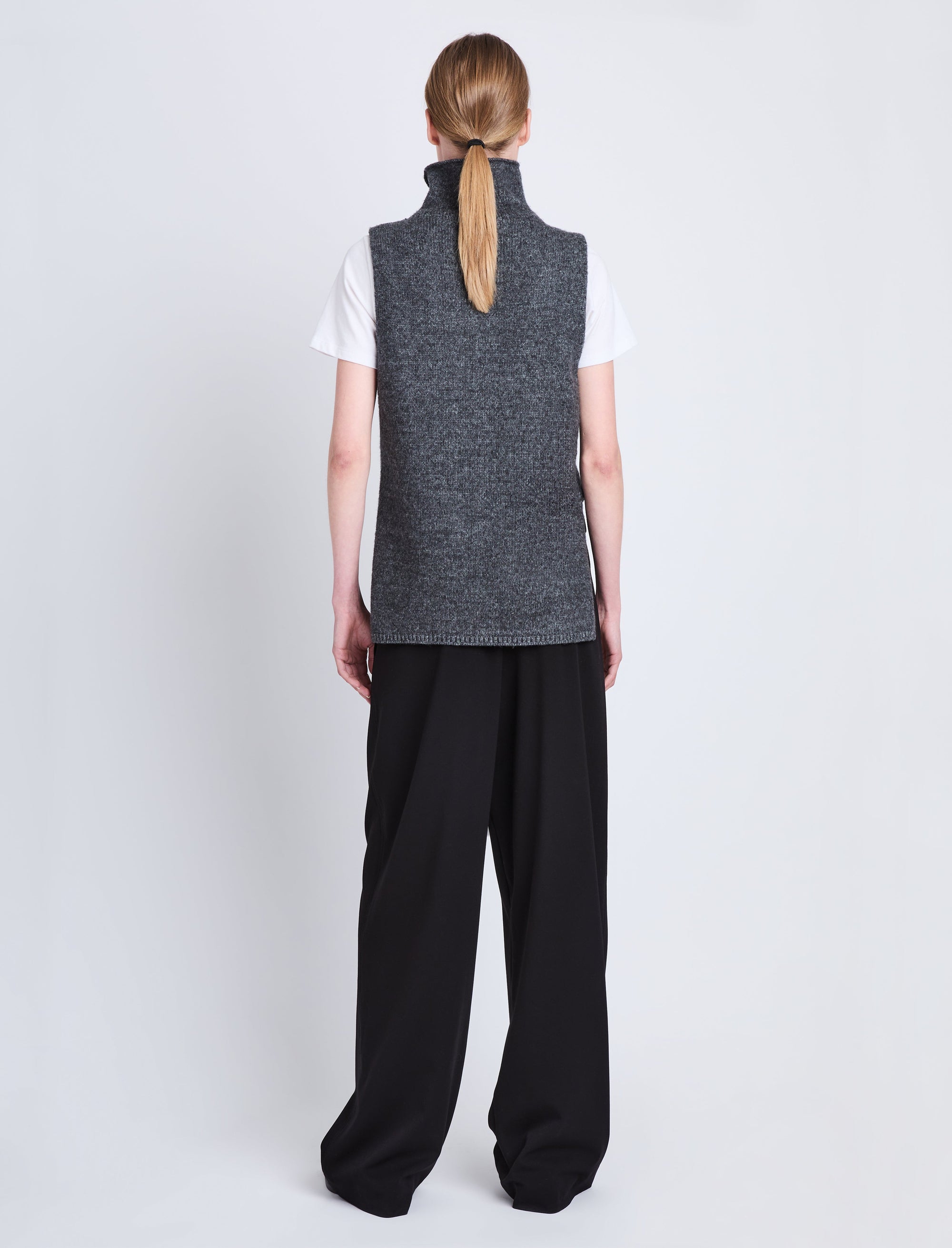 Pull col roulé Lily sans manches en laine mélangée - Grey mélangé
