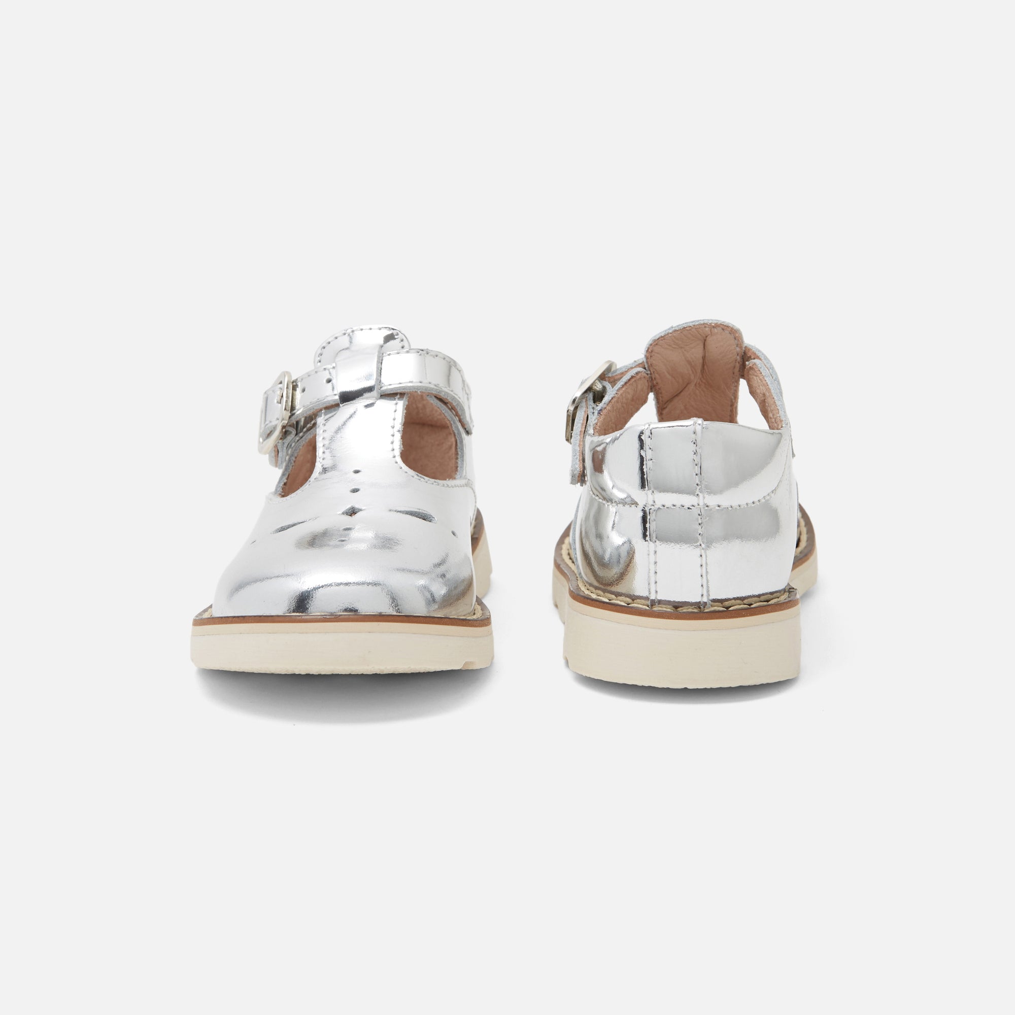 2 QTY / ARGENT CHAUSSURES CUIR FELIPA