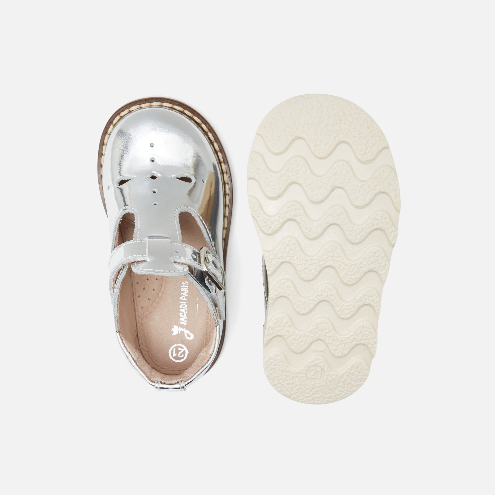 2 QTY / ARGENT CHAUSSURES CUIR FELIPA