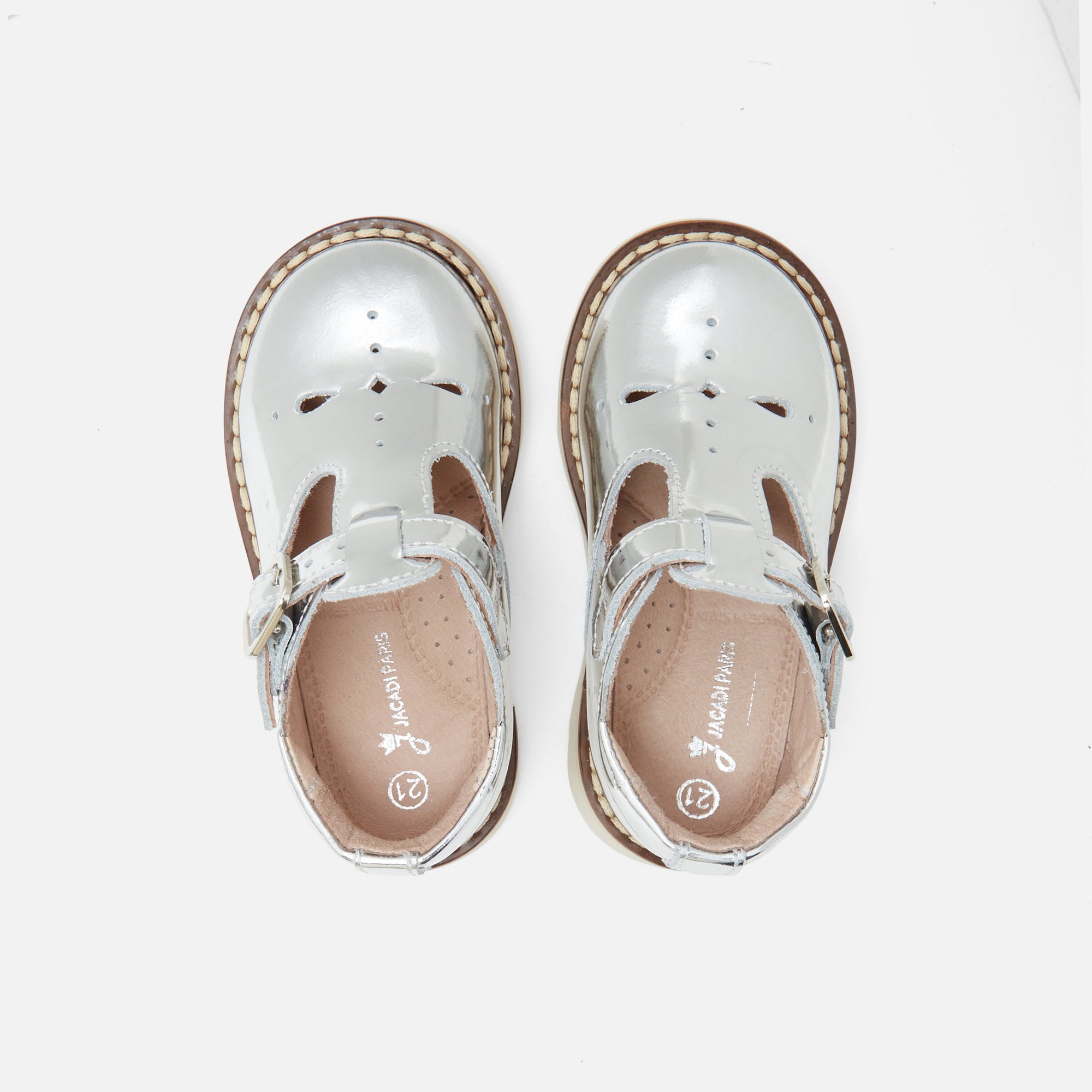 2 QTY / ARGENT CHAUSSURES CUIR FELIPA