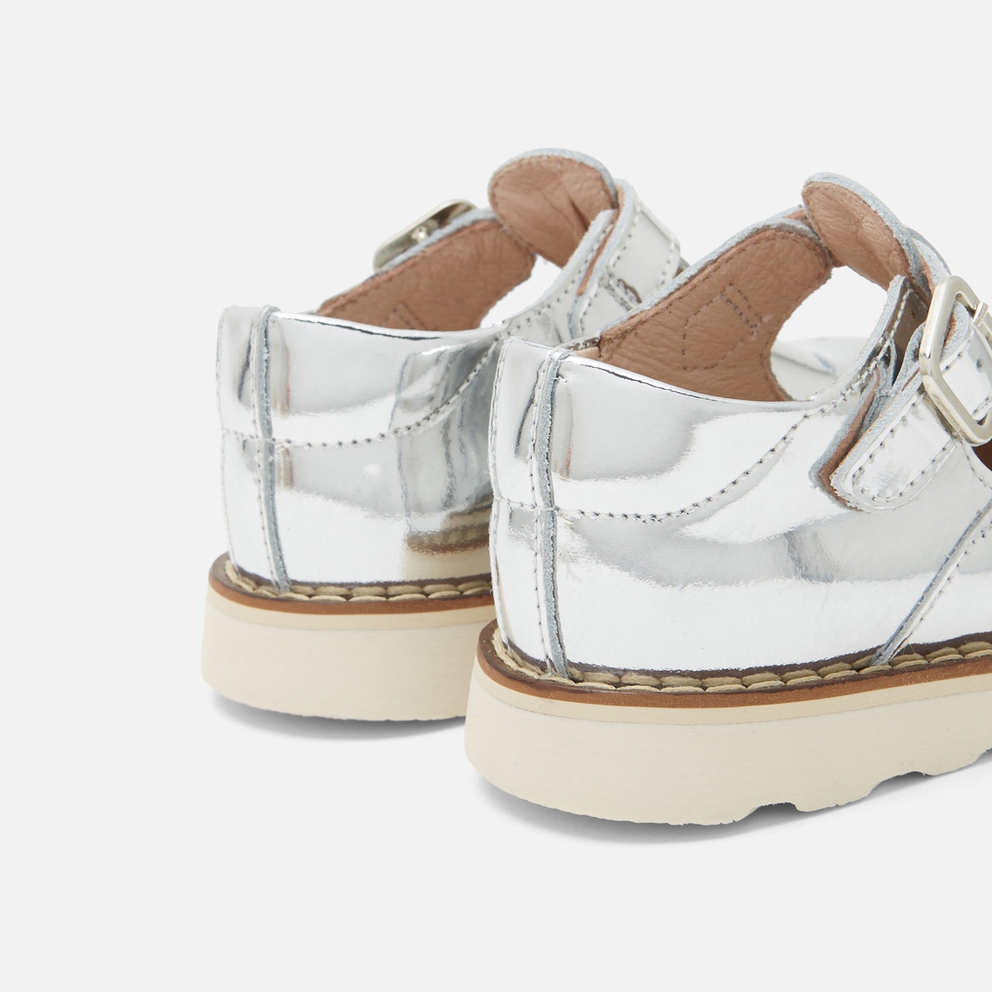 2 QTY / ARGENT CHAUSSURES CUIR FELIPA