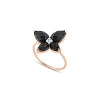 Bague Eole en or rose & Onyx - Noir & Blanc