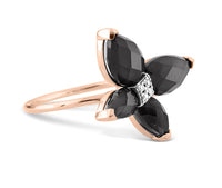 Bague Eole en or rose & Onyx - Noir & Blanc