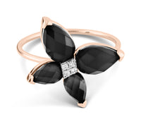 Bague Eole en or rose & Onyx - Noir & Blanc