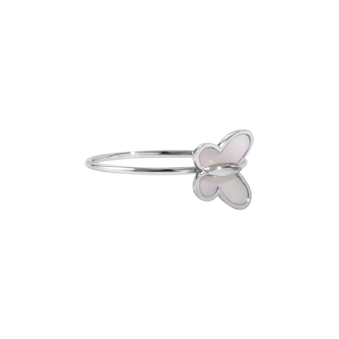 Bague Eole petit modèle en or blanc & Nacre - Blanc