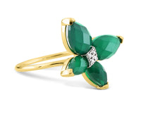 Bague Eole en or jaune & Agate - Vert & Blanc