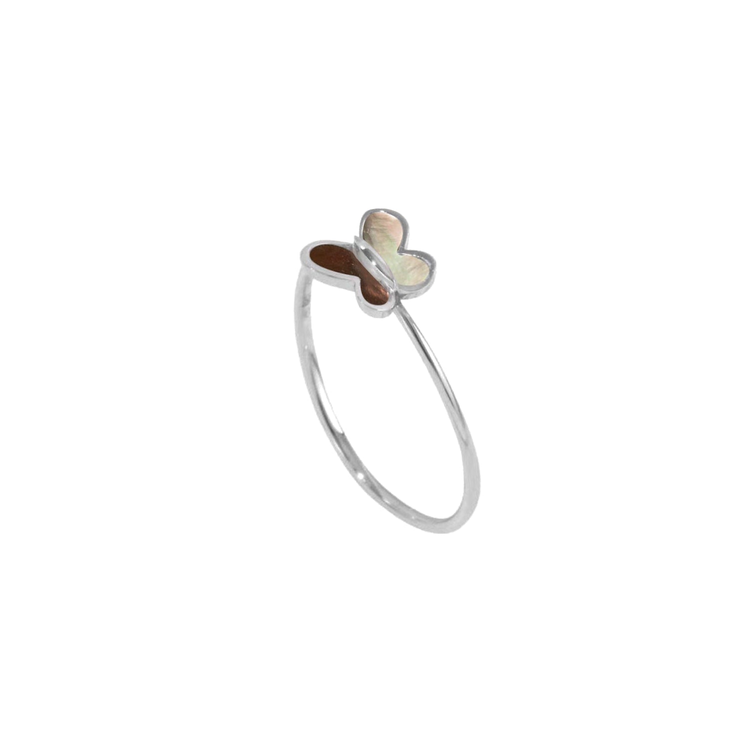 Bague Eole petit modèle en or blanc & Nacre - Gris