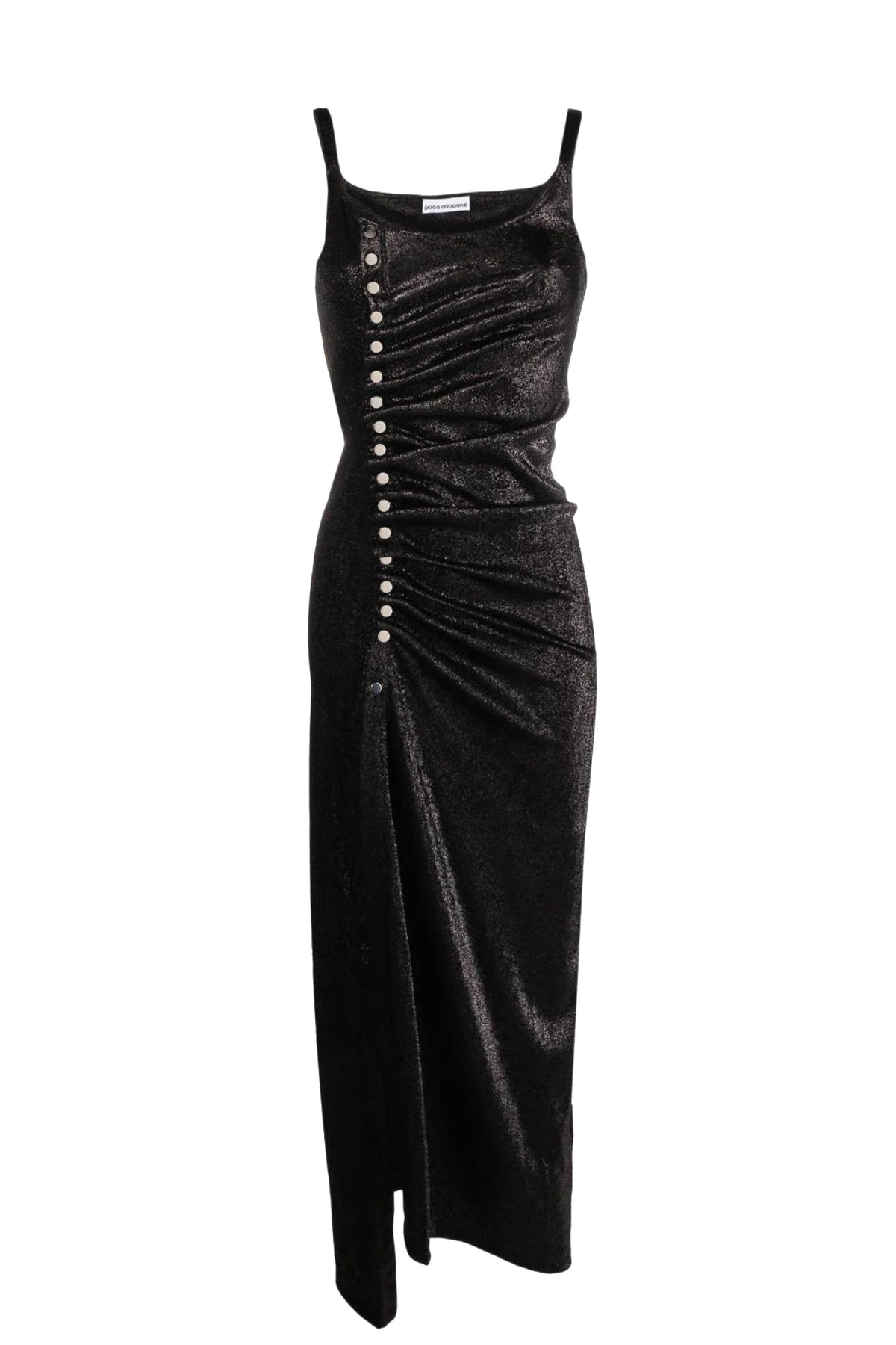 Robe longue froncée et boutonnée - Black