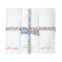 0 QTY / BLANC/MULTICO PUERICULTURE PUERICULTURE LOT DE 3 LANGES TOUTE PETITE