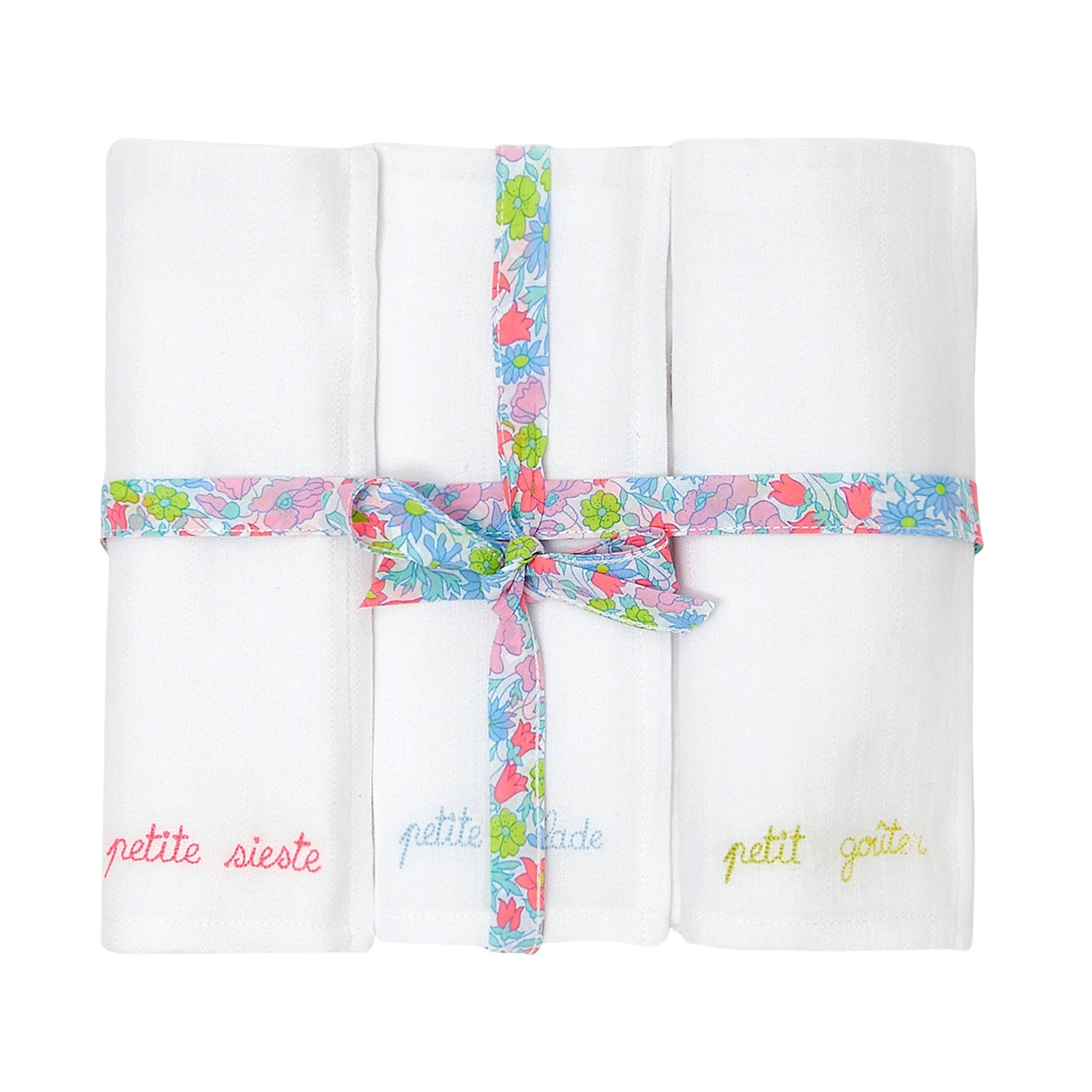 0 QTY / BLANC/MULTICO PUERICULTURE PUERICULTURE LOT DE 3 LANGES TOUTE PETITE