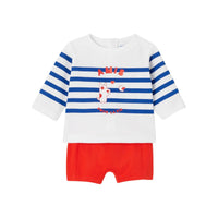 161 QTY / BLANC/MULTICO PAP ENSEMBLE NAVIRE