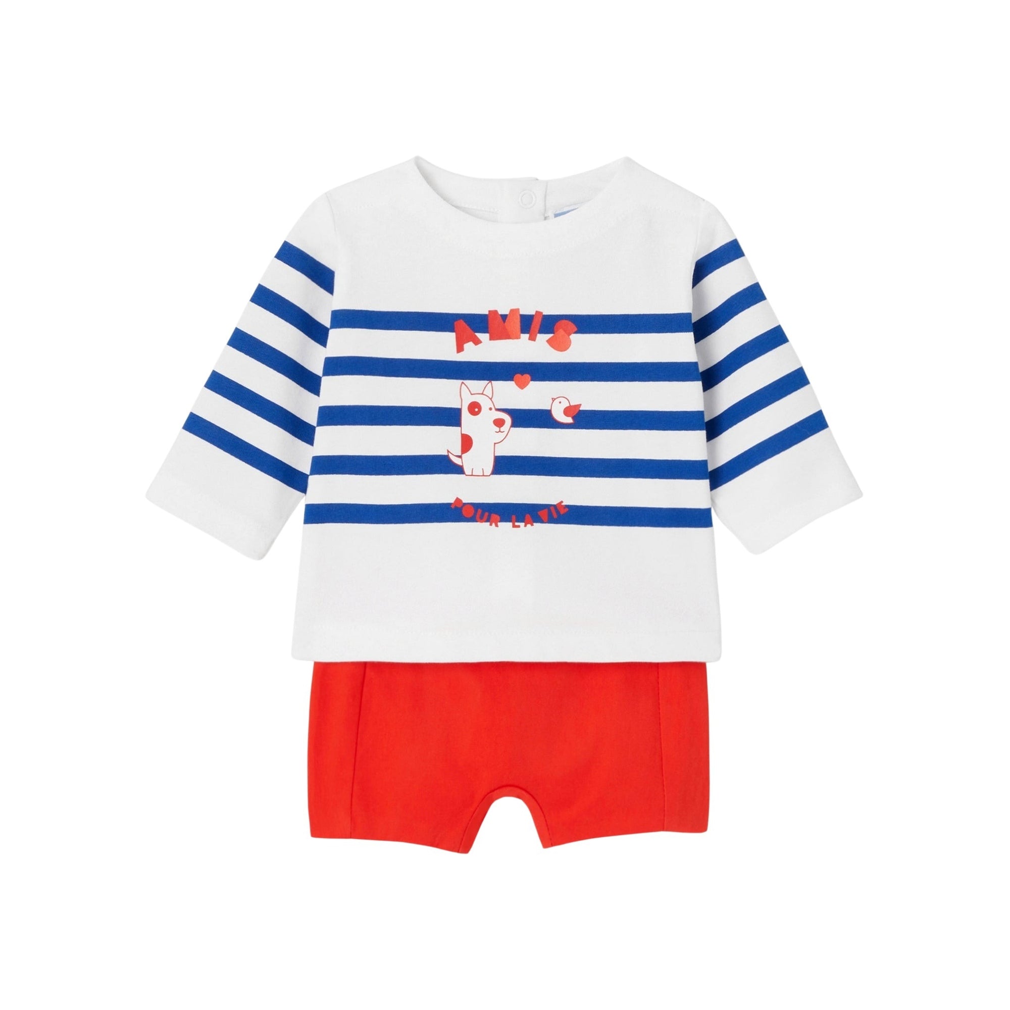 161 QTY / BLANC/MULTICO PAP ENSEMBLE NAVIRE