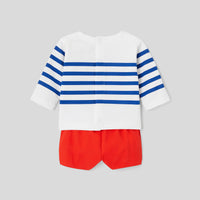 161 QTY / BLANC/MULTICO PAP ENSEMBLE NAVIRE