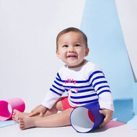 161 QTY / BLANC/MULTICO PAP ENSEMBLE NAVIRE