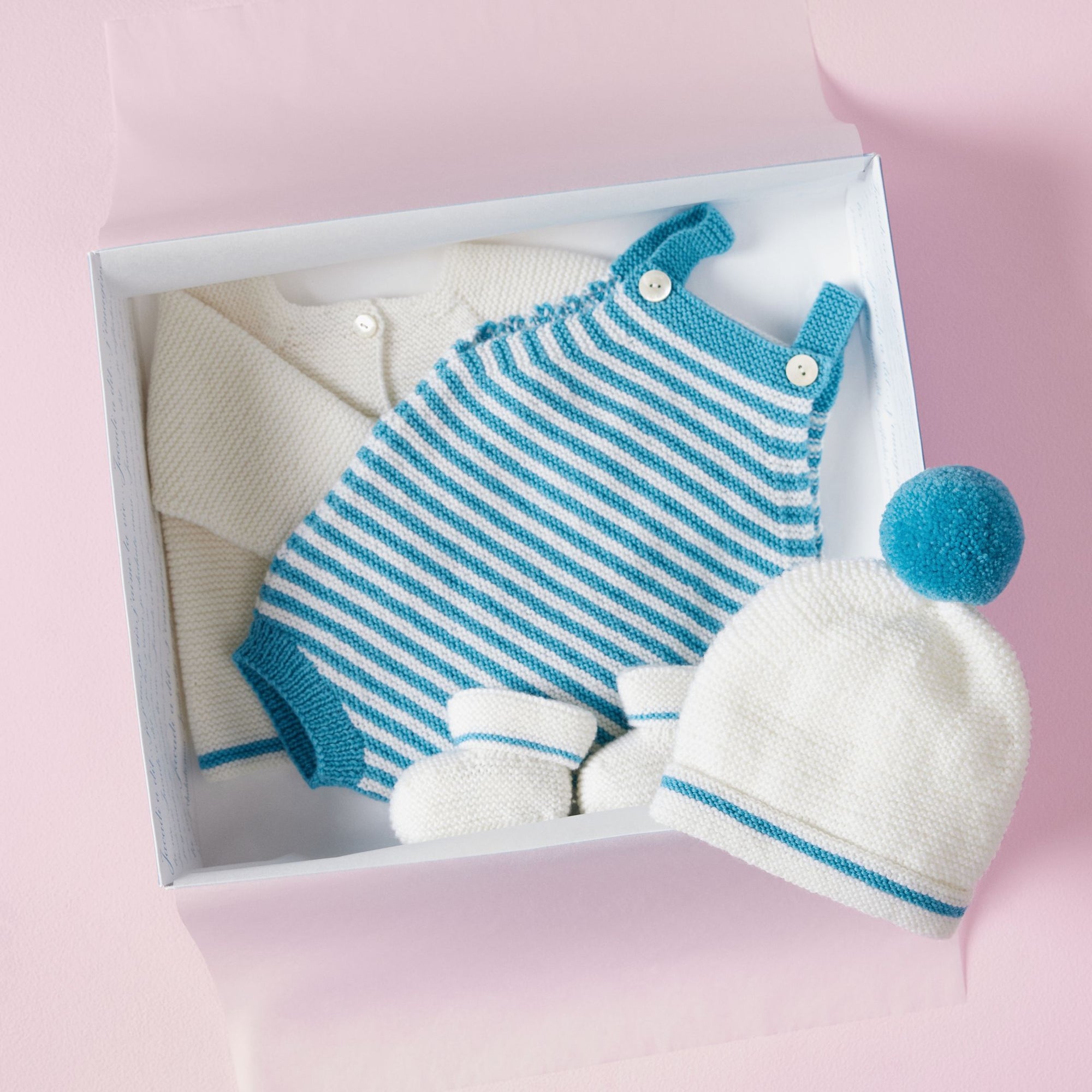 Bonnet Marica en laine - Blanc & Bleu