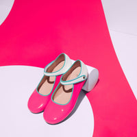 19 QTY / ROSE/MULTICO CHAUSSURES CUIR DANELLE COL