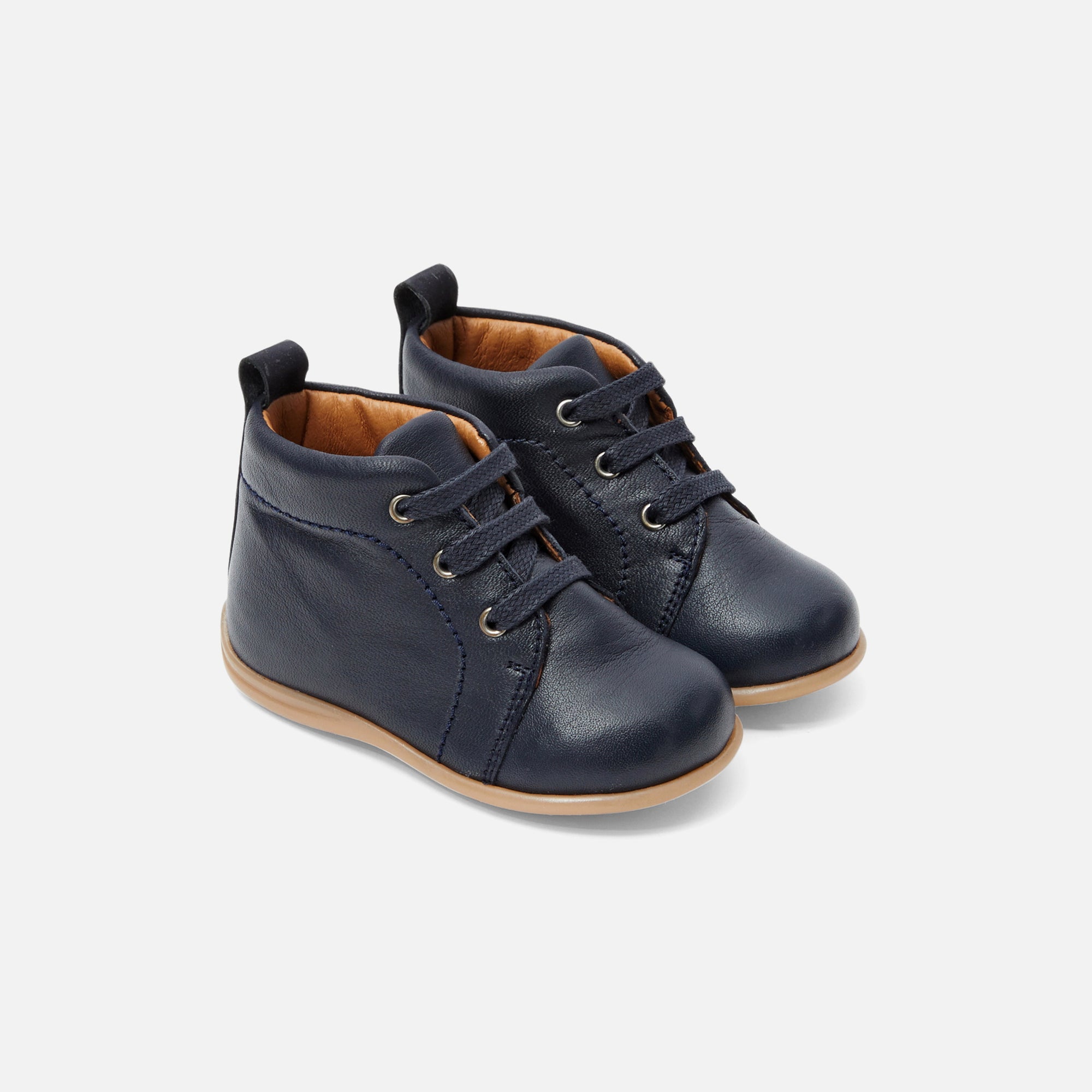 2 QTY / MARINE JACADI CHAUSSURES CUIR COTON