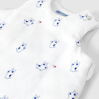 74 QTY / BLANC/BLEU PUERICULTURE LINGE DE LIT GIGOTEUSE 0-6M  FRENCH TOUCH