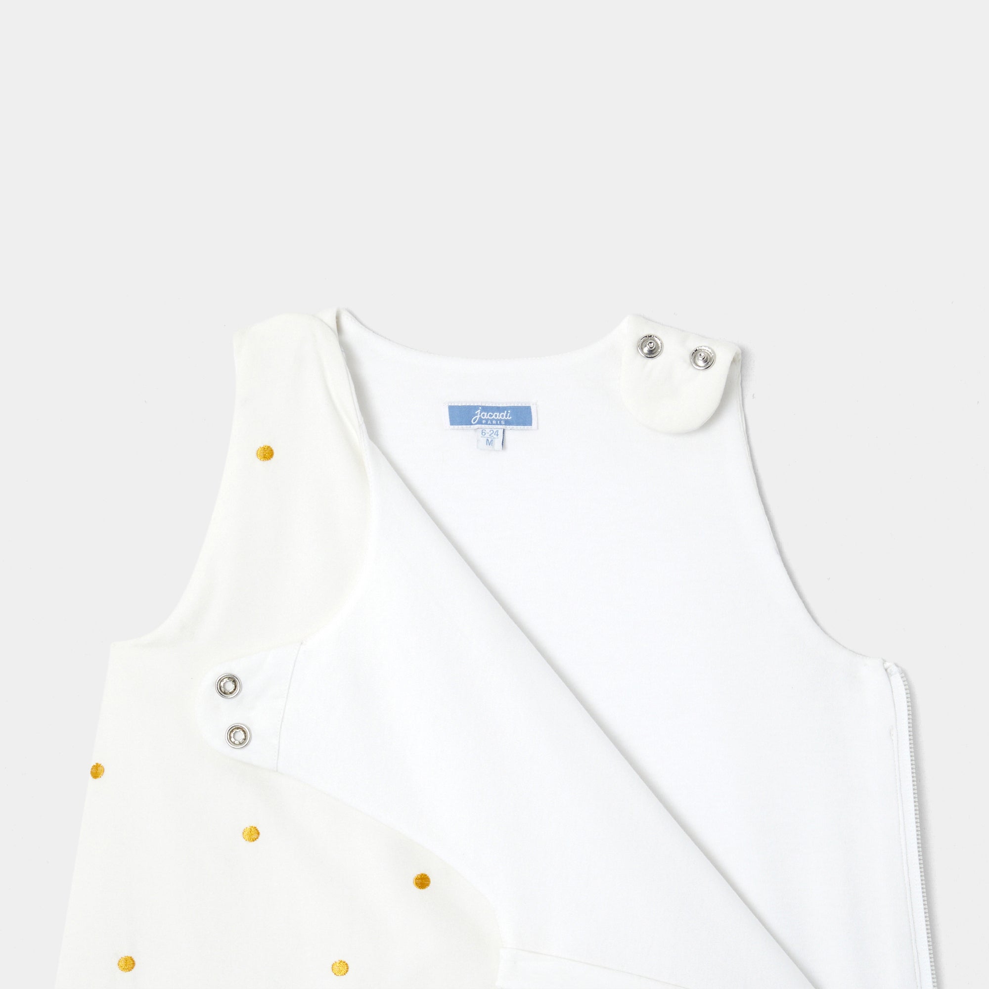 169 QTY / BLANC/OR PUERICULTURE LINGE DE LIT GIGOTEUSE 6-24M BRODEE POIS