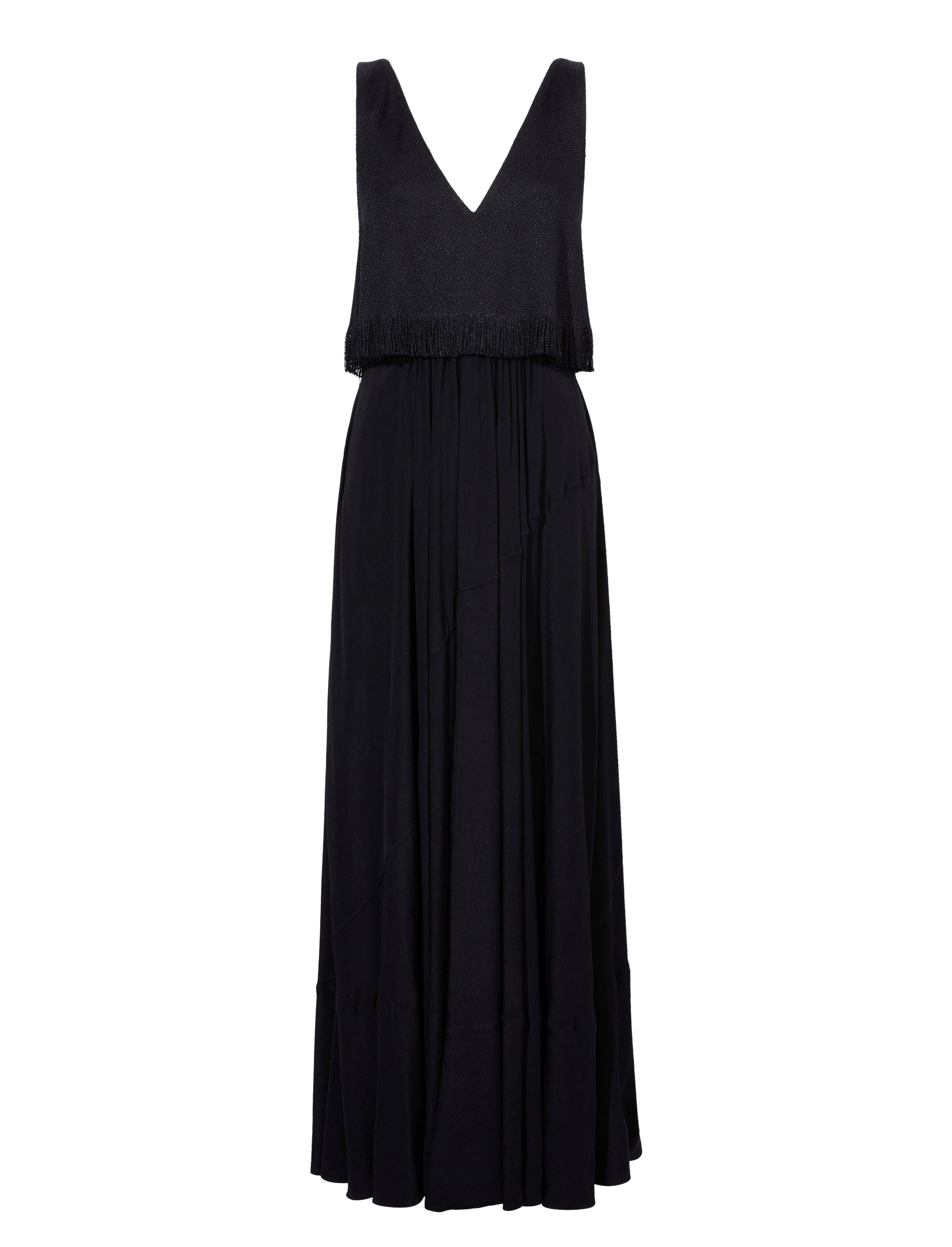 Robe longue Lynda à col V - Black