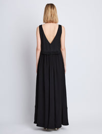 Robe longue Lynda à col V - Black