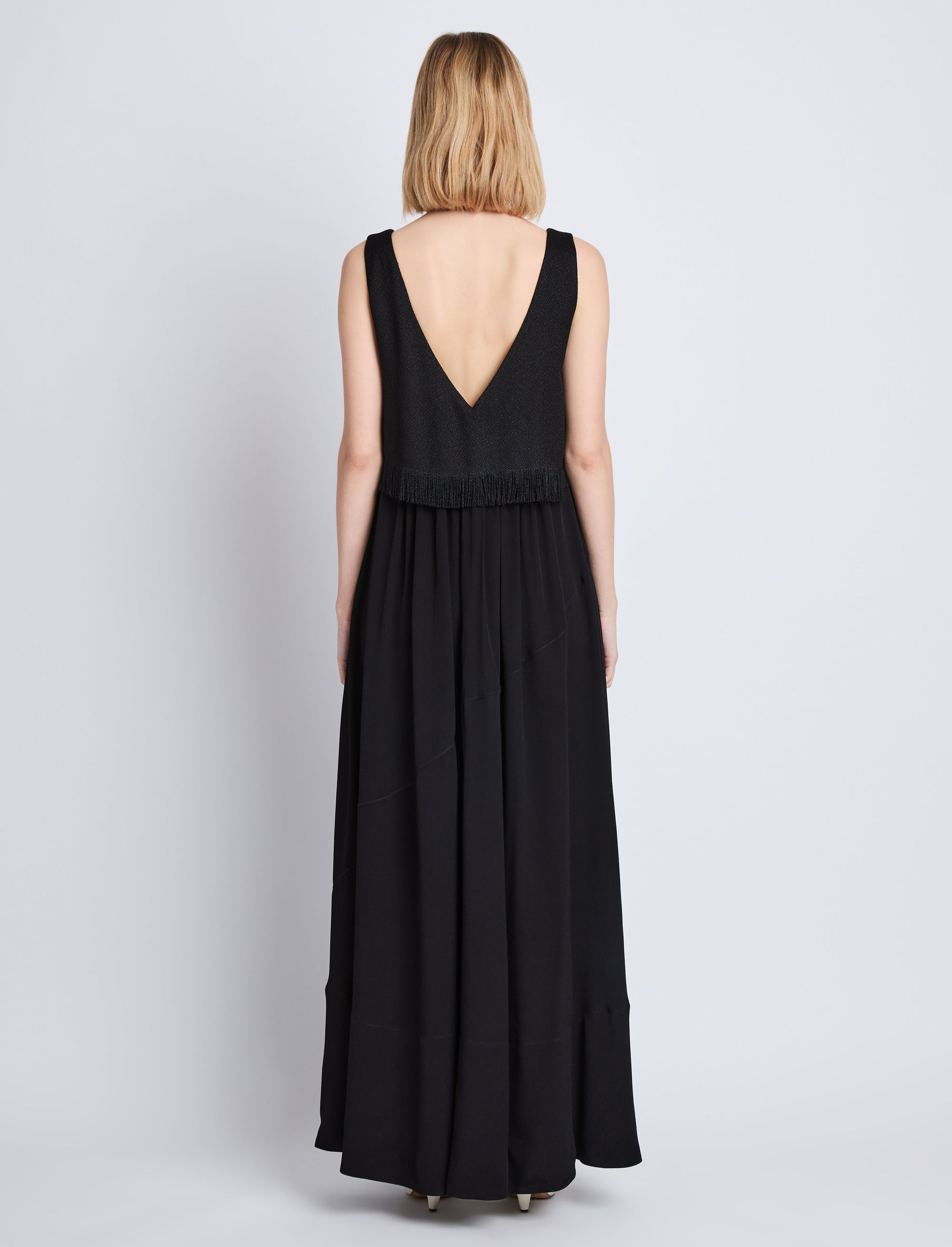 Robe longue Lynda à col V - Black