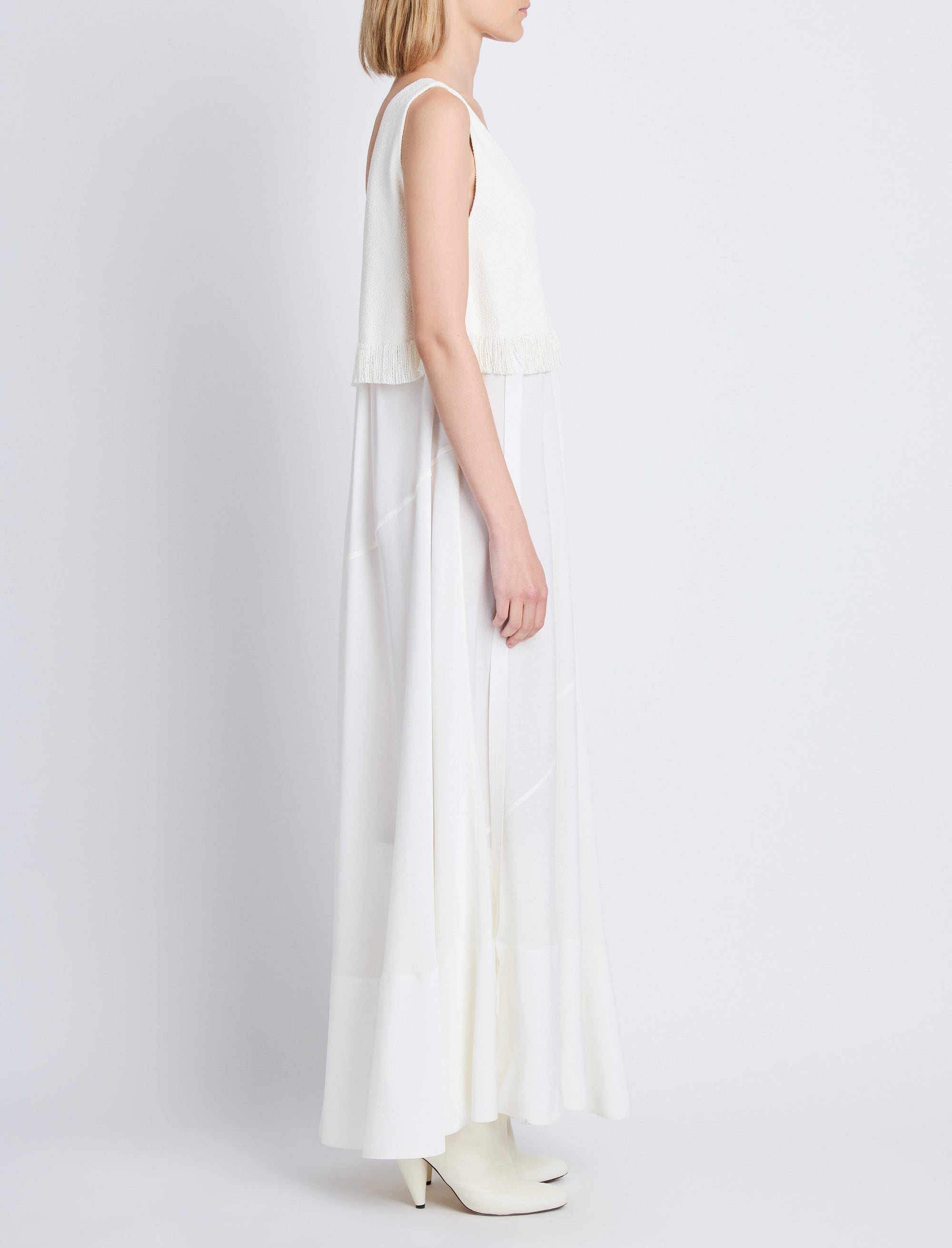 Robe longue Lynda à col V - Off White