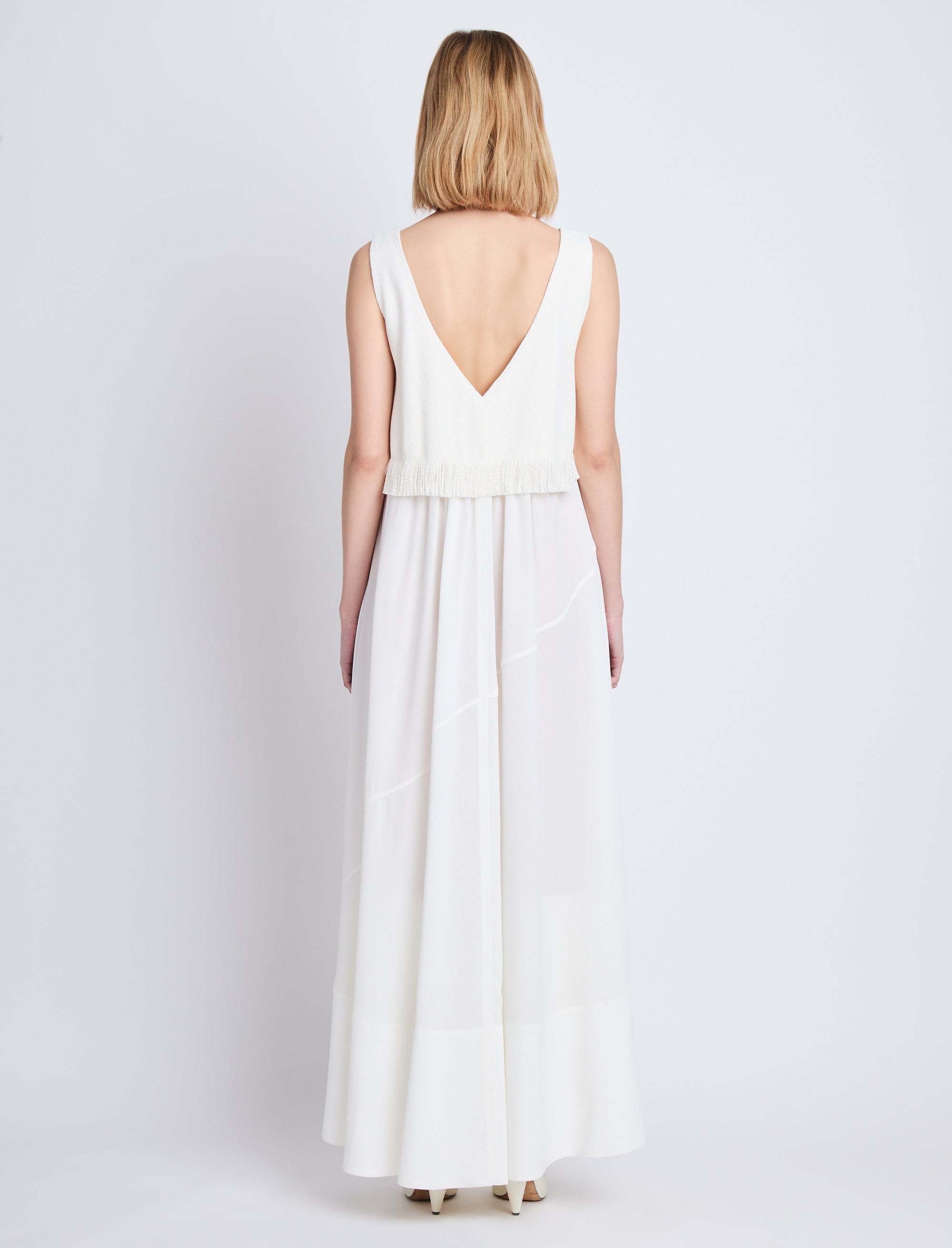 Robe longue Lynda à col V - Off White