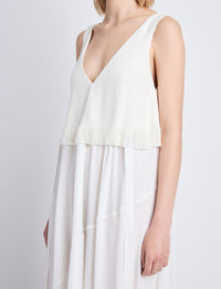Robe longue Lynda à col V - Off White