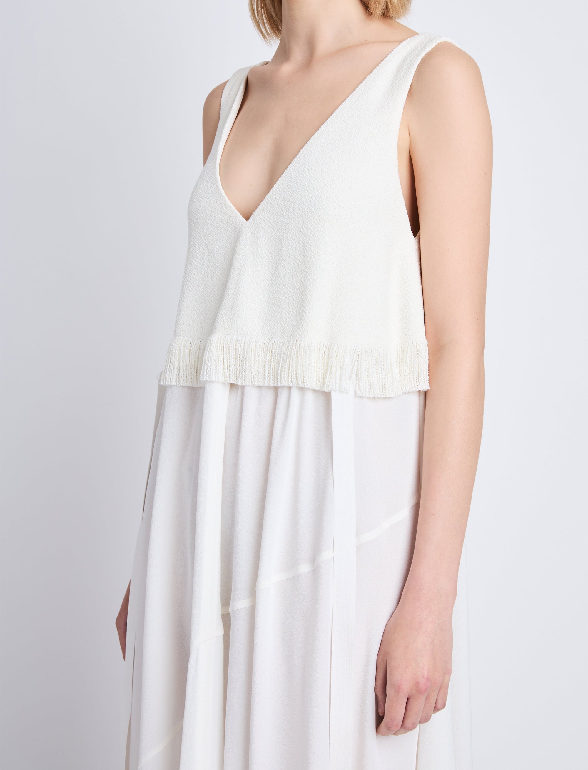 Robe longue Lynda à col V - Off White
