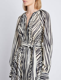 Robe midi Carol ceinturée - Ecru Multicolor