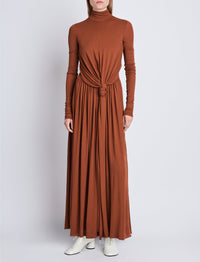 Robe longue Meret nouée à la taille - Tobacco