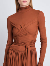 Robe longue Meret nouée à la taille - Tobacco