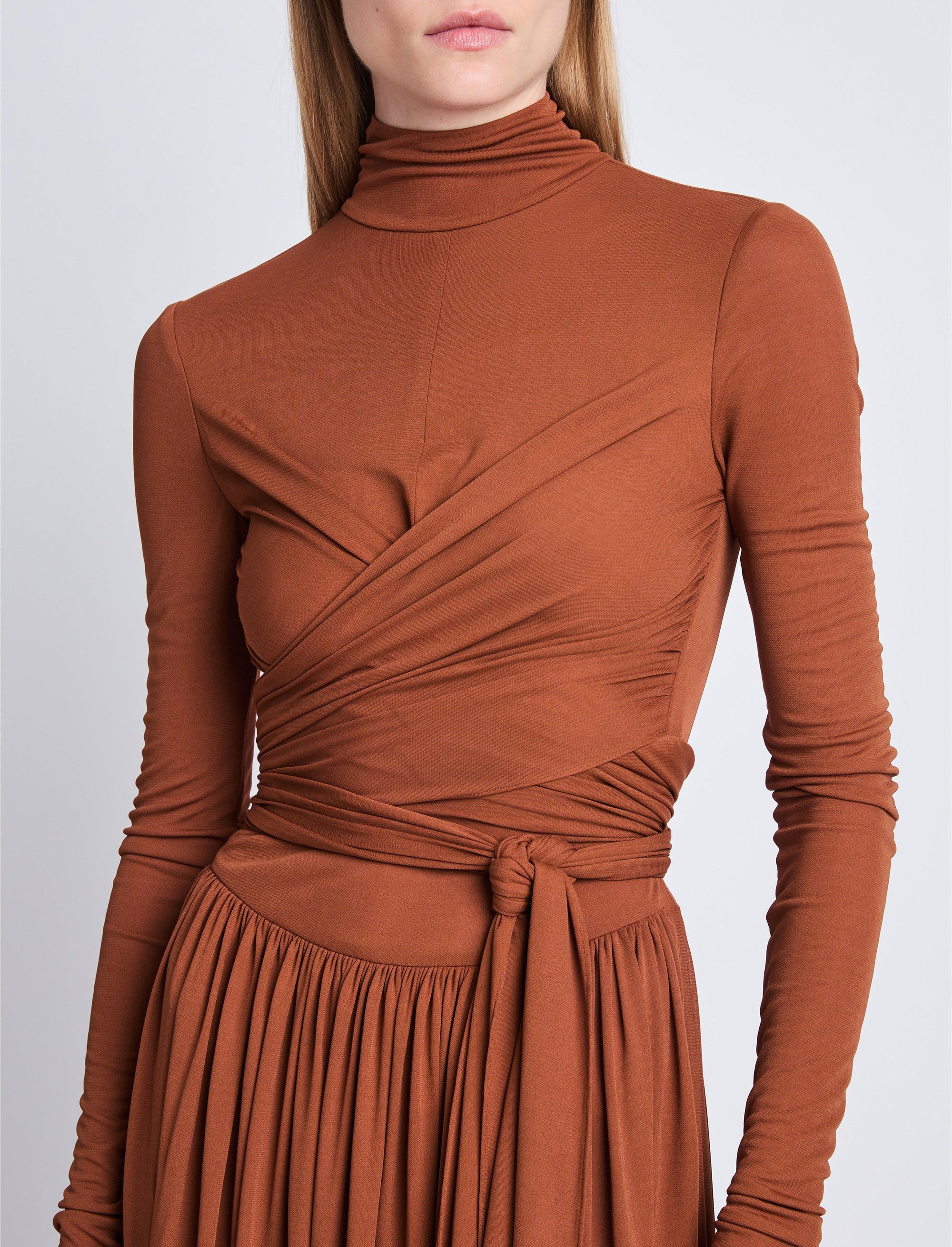 Robe longue Meret nouée à la taille - Tobacco