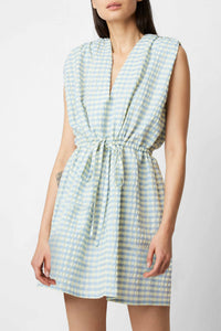 Robe courte Charly à carreaux - Ciel