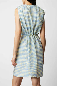 Robe courte Charly à carreaux - Ciel