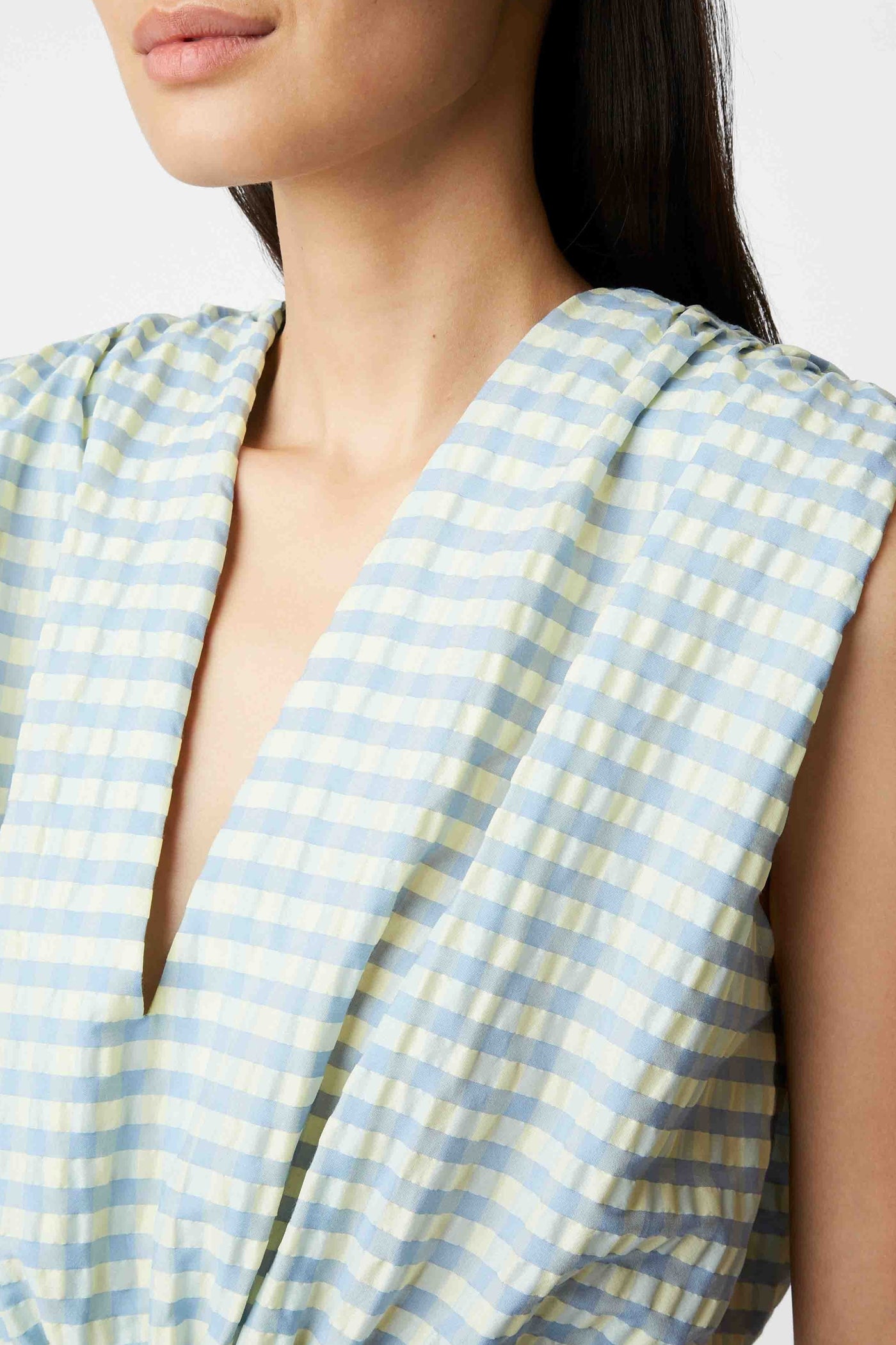 Robe courte Charly à carreaux - Ciel