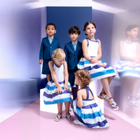 445 QTY / BLANC/BLEU PAP ROBE CHAMPAGNE