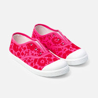 3 QTY / ROSE/ROUGE CHAUSSURES TOILE DIAMANT
