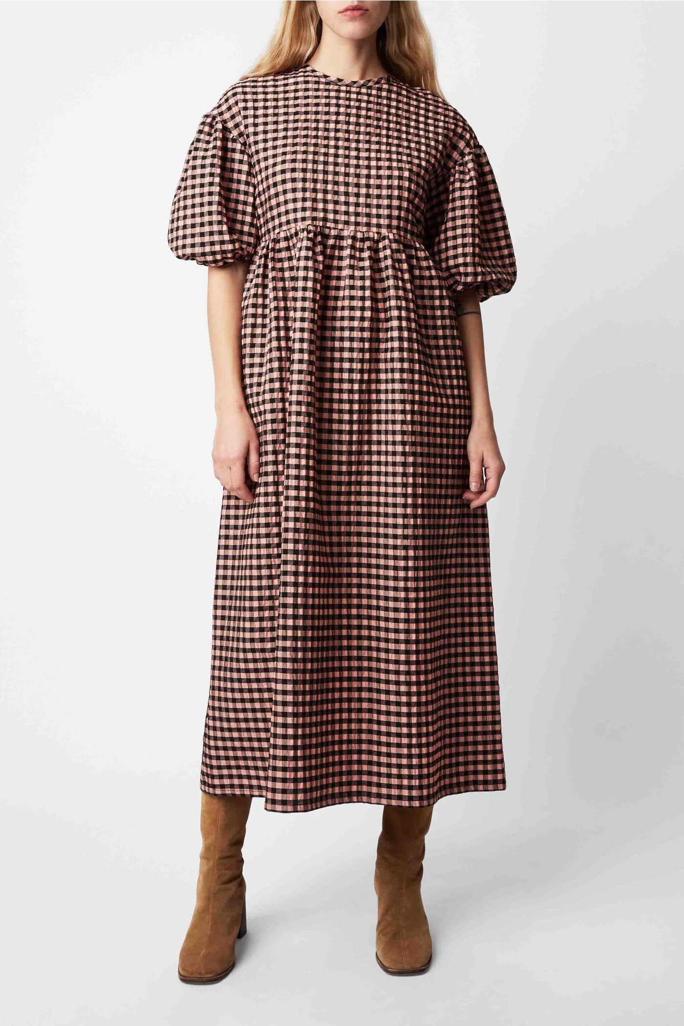 Robe longue Tams à carreaux - Poudre